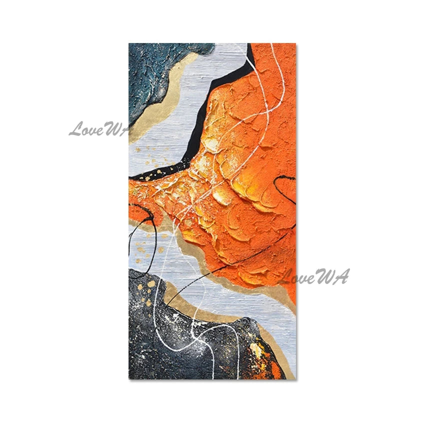 Orange Abstract Acrylic Textured Wall Painting, Unframed Picture, Knife Canvas Art, Latest Design Murals Living Room Decoration